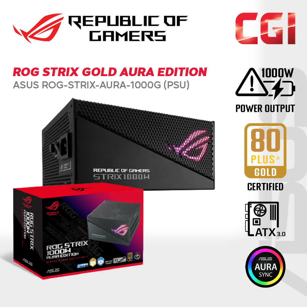 Asus ROG Strix 1000W Gold Aura Edition Aura Sync Heatsinks Gaming Power Supply PSU