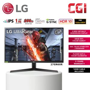 LG 27GN60R 27? UltraGear™ 144Hz Full HD IPS 1ms (GtG) Gaming Monitor with NVIDIA? G-SYNC? Compatible