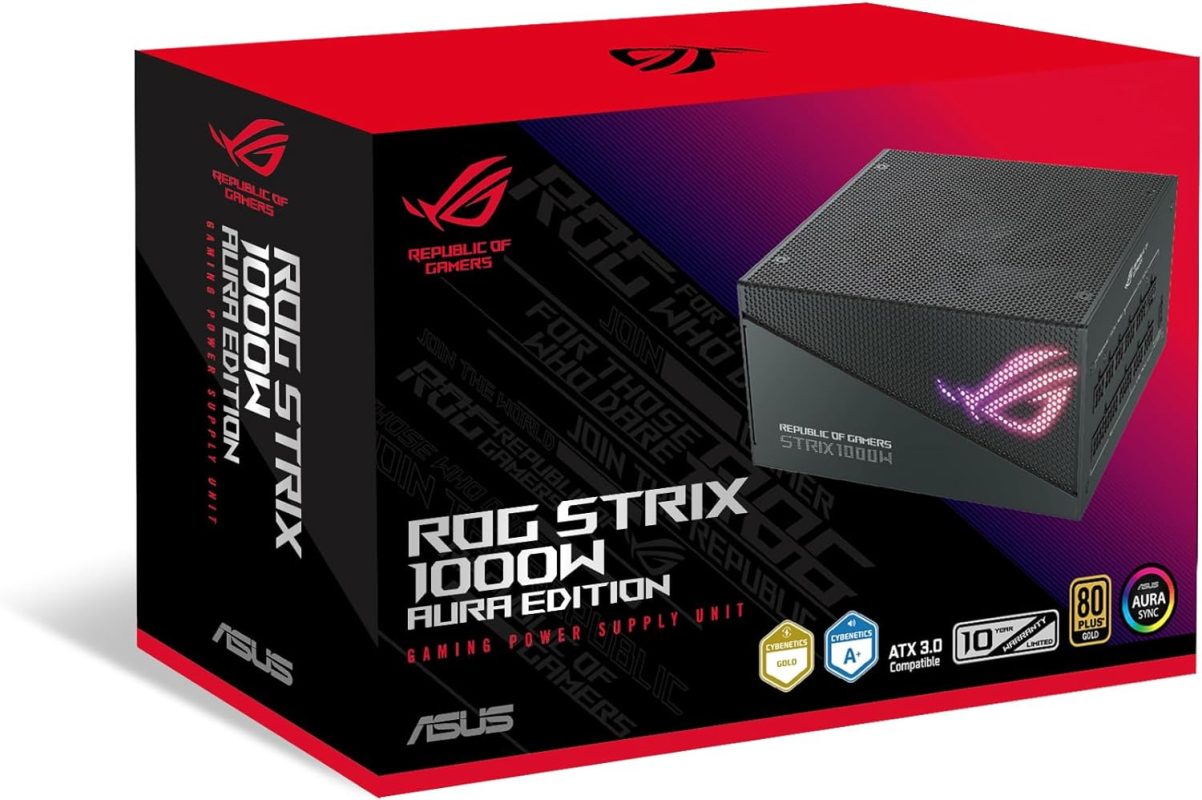 Asus ROG Strix 1000W Gold Aura Edition Aura Sync Heatsinks Gaming Power Supply PSU