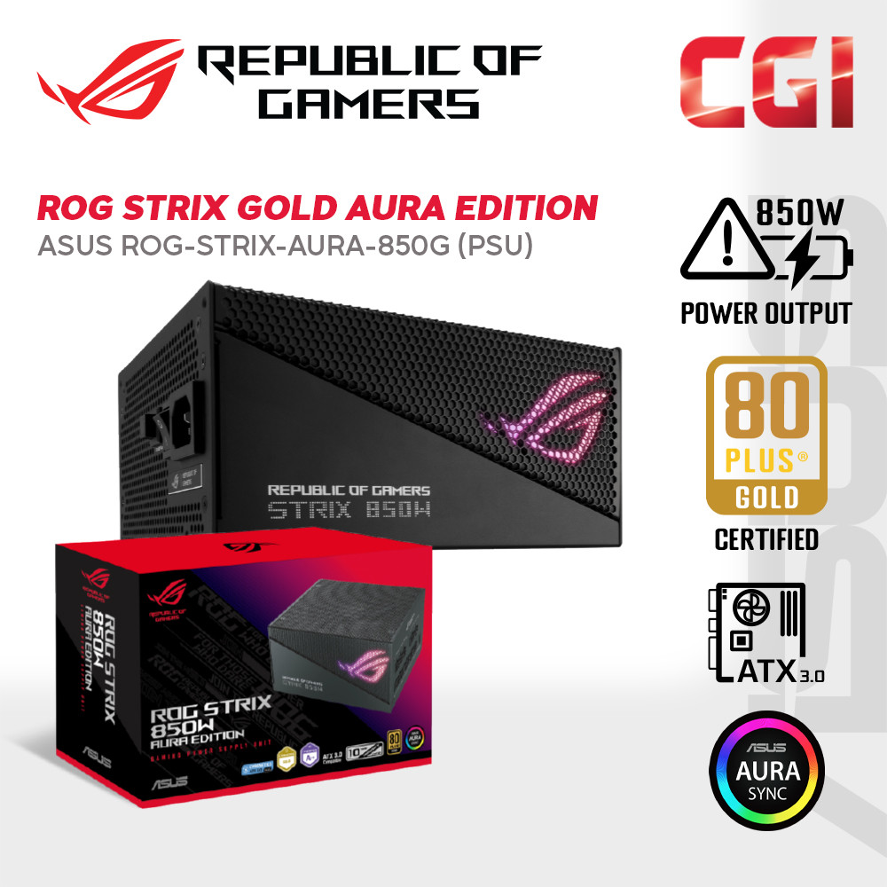 Asus ROG Strix 850W Gold Aura Edition Aura Sync Heatsinks Gaming Power Supply PSU