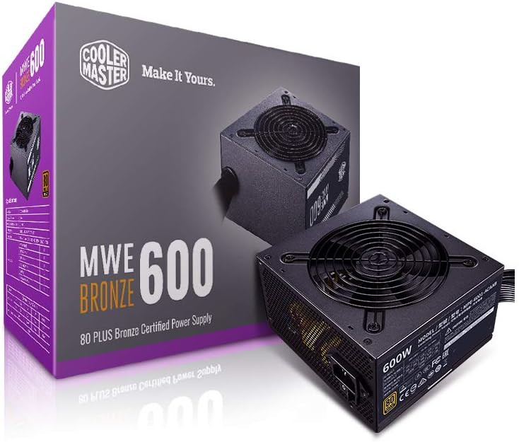 Cooler Master MWE 600 Bronze V2 230V 80 Plus 600W 1500 RPM Power Supply - MPE-6001-ACABW-B
