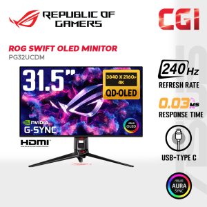 Asus 31.5" ROG Swift OLED PG32UCDM QD-OLED 4K 240Hz 0.03ms G-Sync HDR400 Delta E<2 USB-C Gaming Monitor