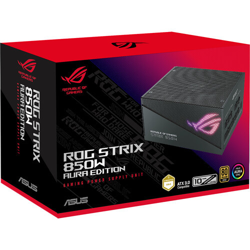 Asus ROG Strix 850W Gold Aura Edition Aura Sync Heatsinks Gaming Power Supply PSU