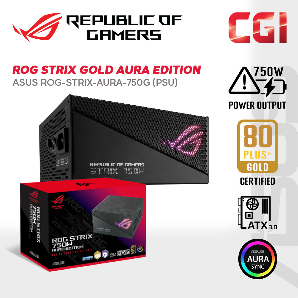 Asus ROG Strix 750W Gold Aura Edition Aura Sync Heatsinks Gaming Power Supply PSU