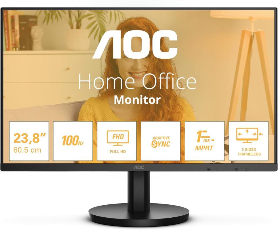 AOC 23.8" 24B3HA2 IPS FHD Adaptive Sync 100Hz 1ms Build-In Speaker 3-Side Frameless Monitor