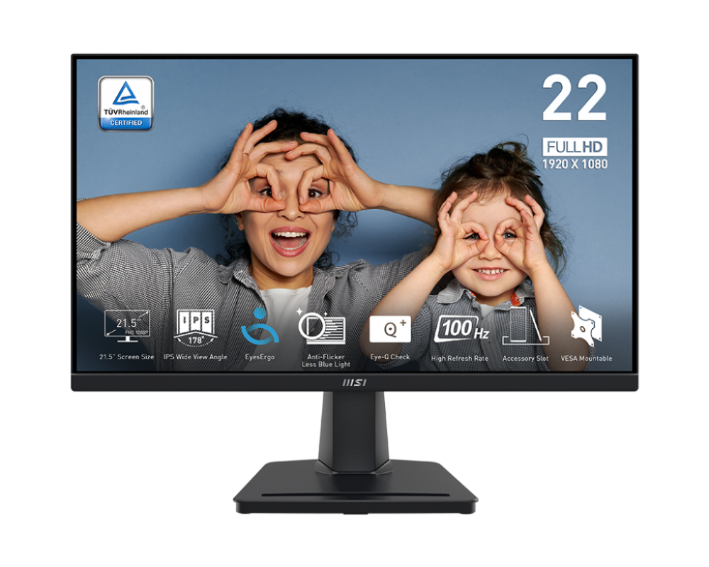 MSI 21.5"  Pro MP225 IPS FHD 100Hz 1ms Eyes Ergo Business and Productivity Monitor