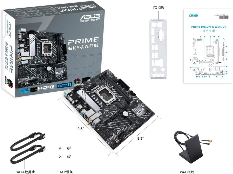 Asus PRIME H610M-A-WIFI-D4 DDR4 LGA1700 Motherboard Bundle