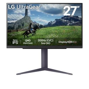 LG 27" Ultragear 27GS85Q Nano IPS QHD 200Hz 1ms Display HDR400 G-Sync Freesync Ergonomic Borderless Gaming Monitor