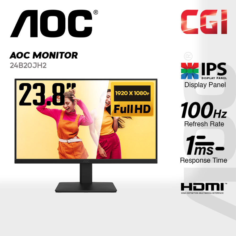 AOC 23.8" 24B20JH2 IPS FHD Adaptive Sync 100Hz 1ms Fameless Monitor
