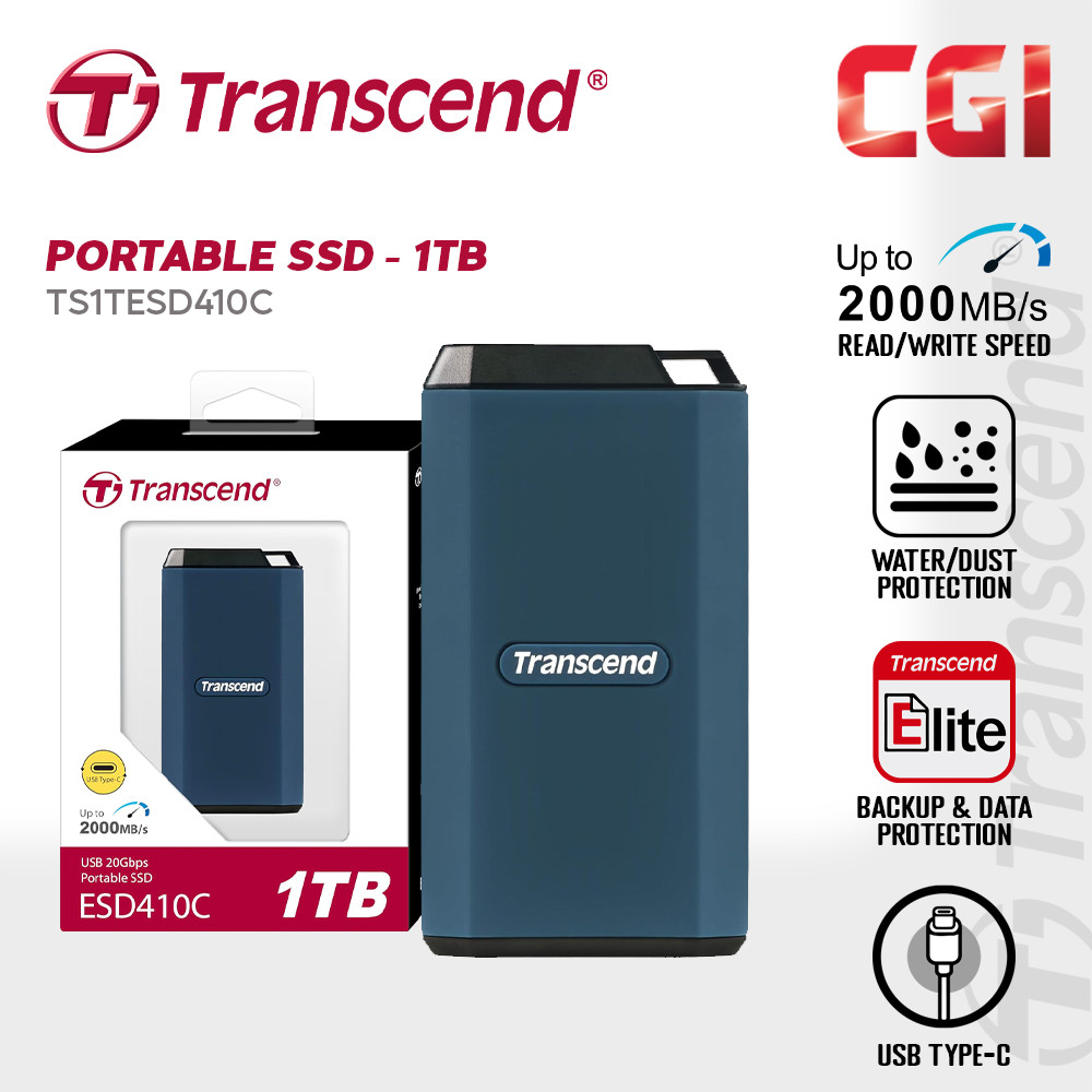 Transcend TS1TESD410C Type-C 20 Gbps IPX5 Rugged Portable SSD