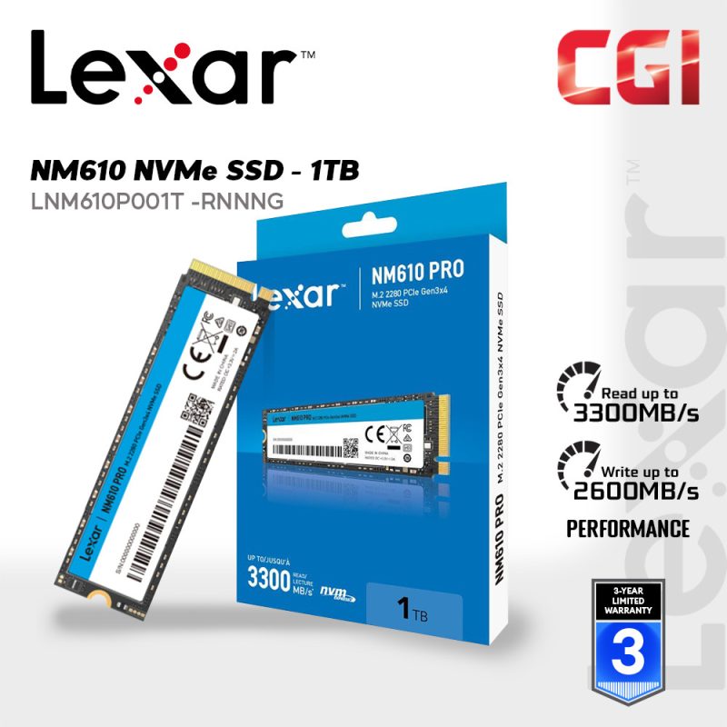 Lexar 1TB NM610PRO M.2 2280 PCIe Gen3x4 NVMe SSD - LNM610P001T