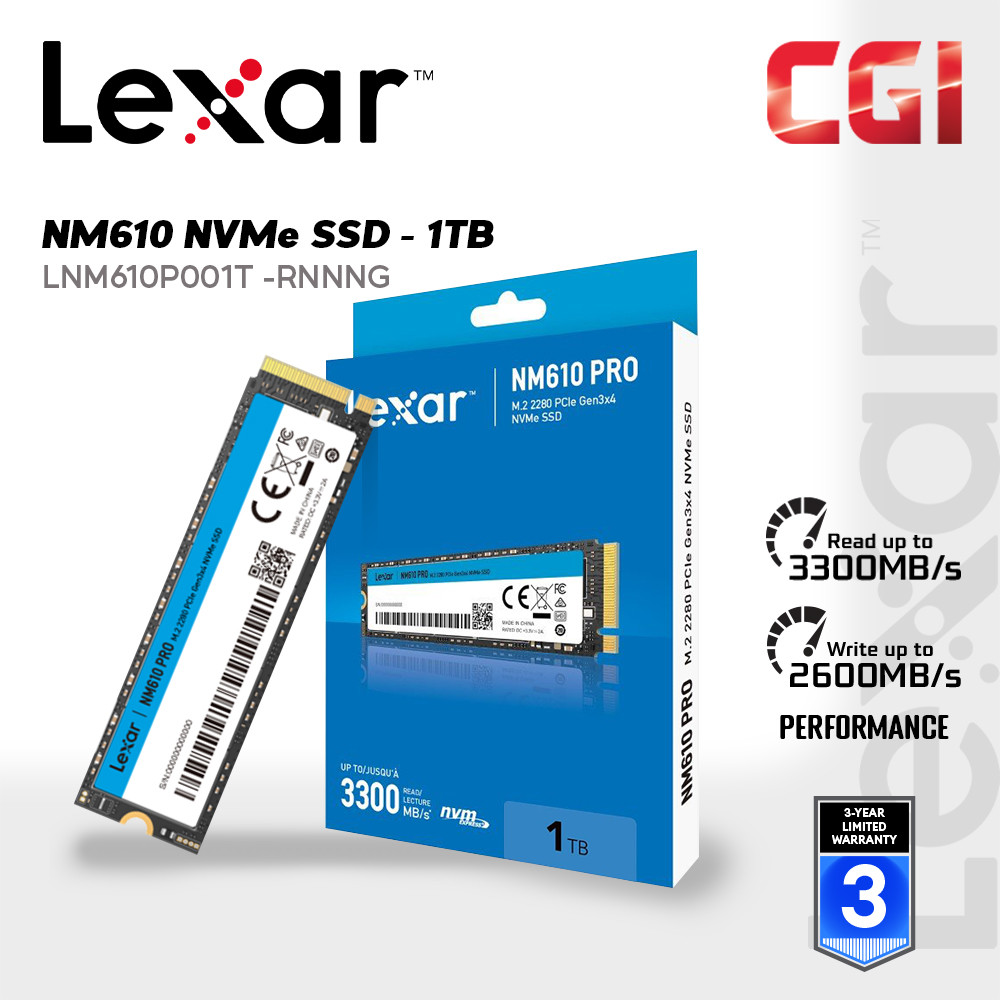 Lexar 1TB NM610PRO M.2 2280 PCIe Gen3x4 NVMe SSD - LNM610P001T