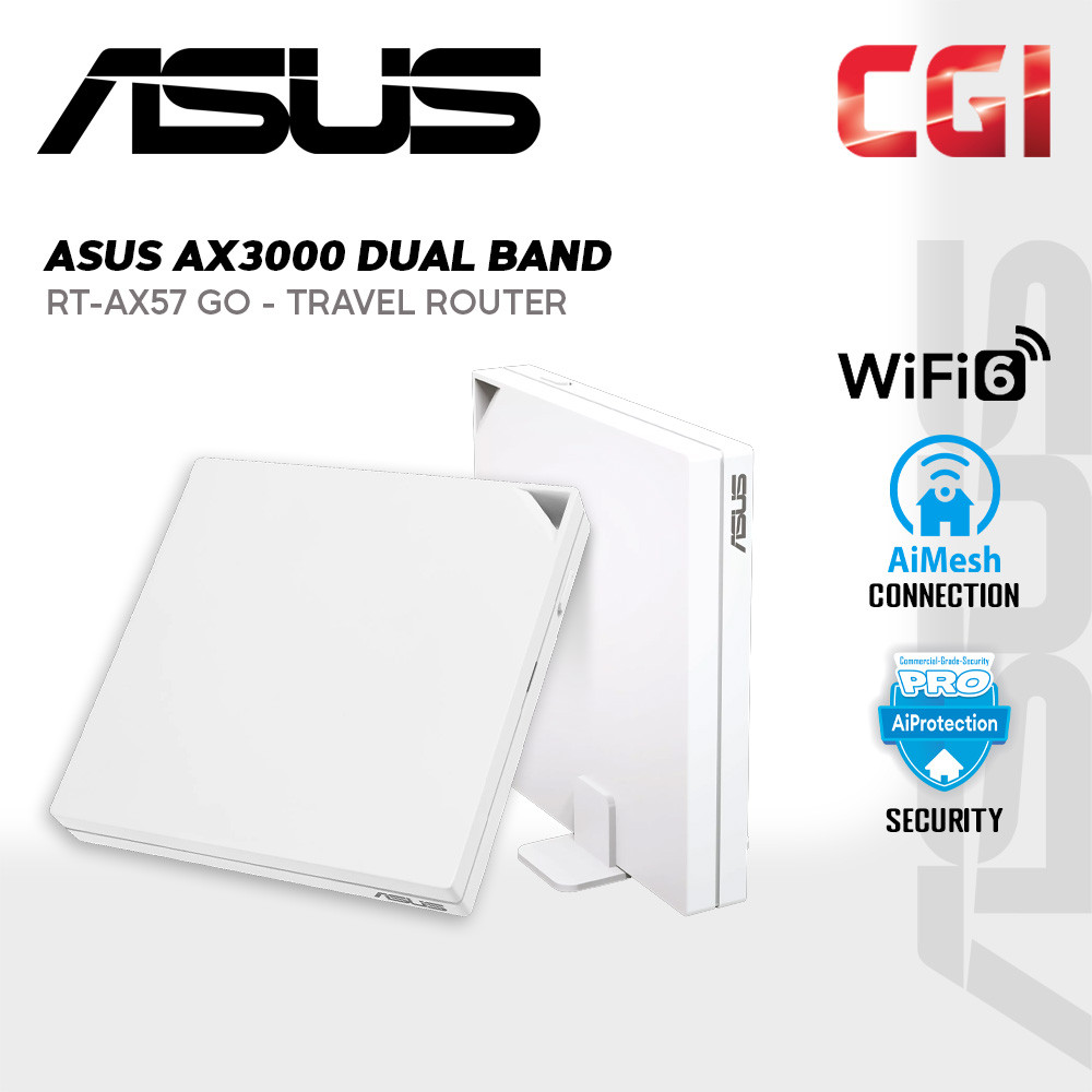 Asus RT-AX57 Go AX3000 Dual Band WiFi 6 160Mhz Tri-Mode Mobile Tethering VPN WISP AiProtection Travel Router