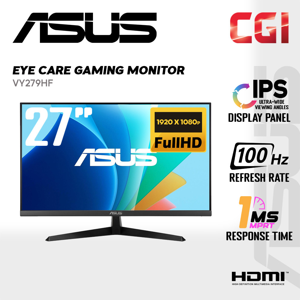 Asus 27" VY279HF IPS FHD Adaptive Sync 100Hz 1ms Antibacterial Treatment Eye Care Monitor