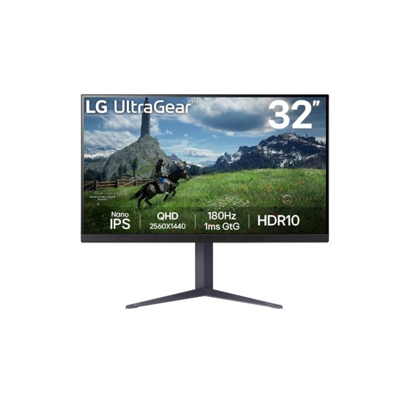 LG 32" Ultragear 32GS85Q-B Nano IPS QHD HDR10 G-Sync Freesync 180Hz 1 ms Ergonomic Borderless Gaming Onitor
