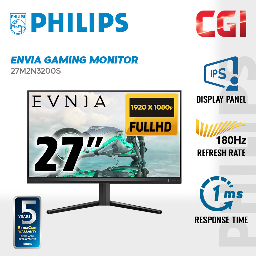 Philips 27" 27M2N3200S Evnia Fast IPS FHD HDR10 Freesync GSync 165Hz 1ms Built-In Speaker Swivel Gaming Monitor