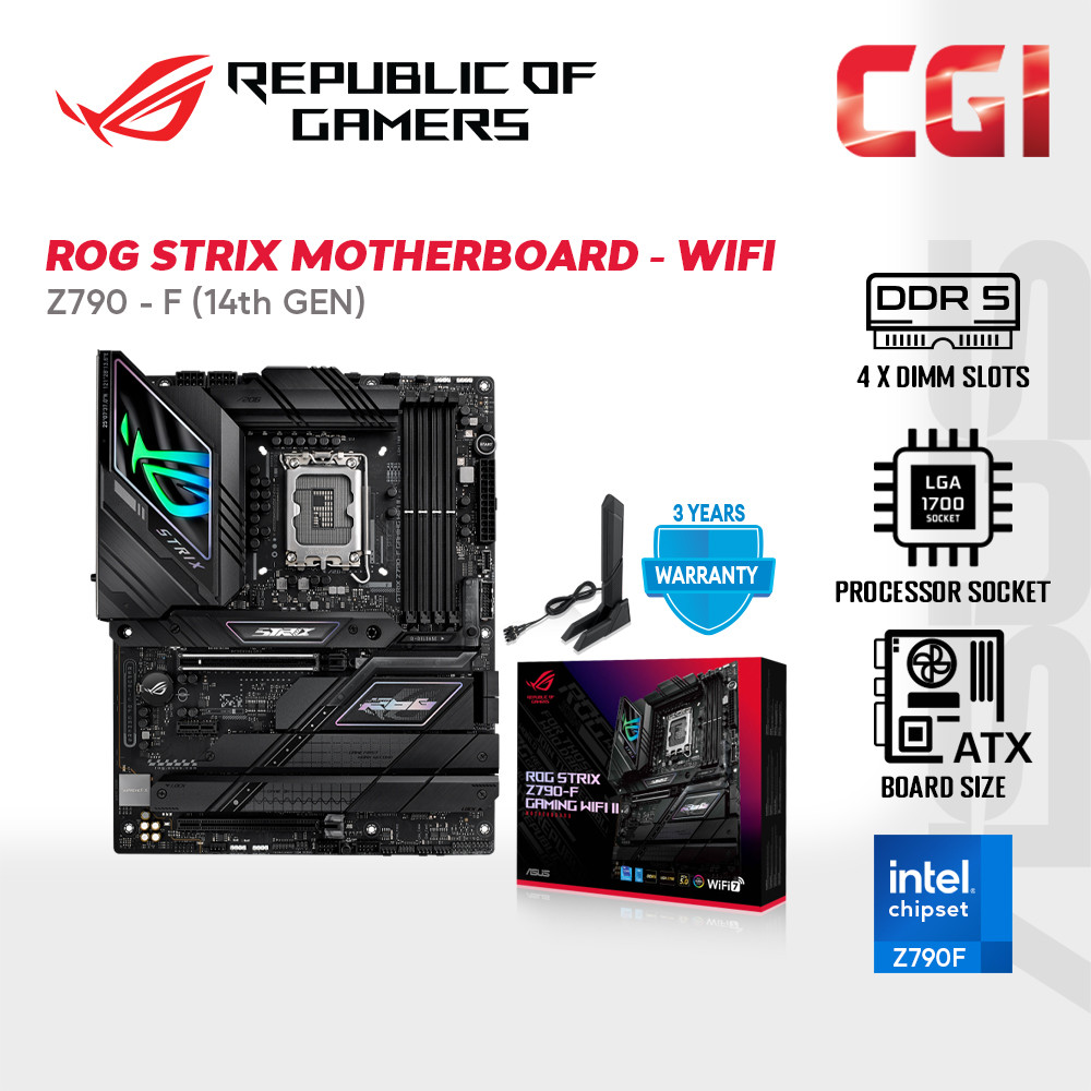 Asus ROG Strix Z790-F LGA1700 PCIE 5.0 Gaming WiFi 7 USB 20GBPS SupremeFX Aura Sync Motherboard
