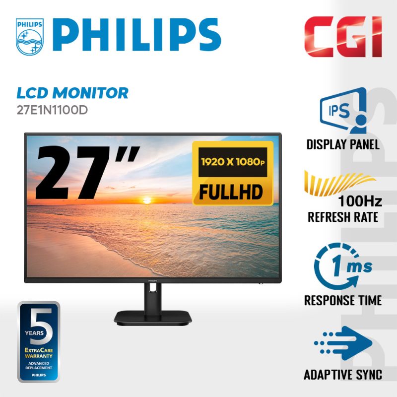 Philips 27" 27E1N1100D IPS FullHD Adaptive Sync 100Hz 1ms Monitor
