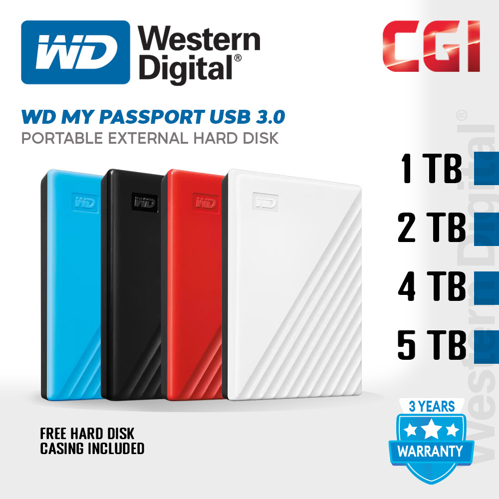 Western Digital WD 1TB/2TB/4TB/5TB My Passport 5Gbps Portable Hard Drive