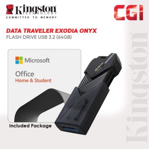 Kingston Data Traveler Exodia Onyx 64GB Flash Drive with Microsoft Office 365 Family USB Bundle