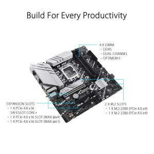 Asus Prime B760M-A-WIFI D5 DDR4 Wi-Fi 6 AuraSync LGA1700 Ai Computing Motherboard