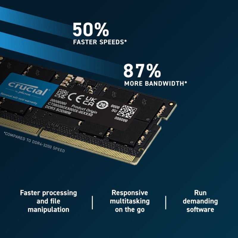 Crucial 8GB DDR5-4800 Unbuffered SODIMM CT8G48C40S5