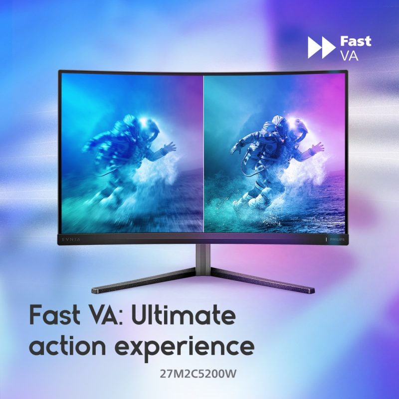 Philips 27" 27M2C5200W Evnia 5000 Fast VA FHD HDR10 Adaptive Sync 280Hz 0.3ms Compact ErgoBase Curved Gaming Monitor