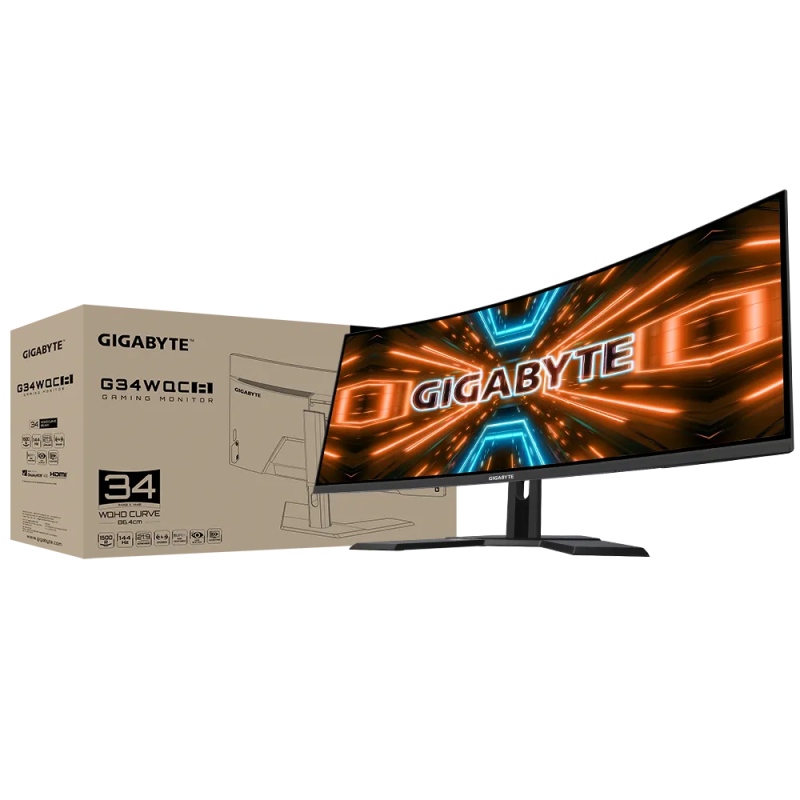 Gigabyte 34" G34WQC A VA QHD HDR400 Freesync Premium Adaptive Sync 180Hz 1ms c Built-In Speaker HAS Curved Gaming Monitor