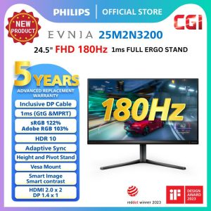 Philips 24.5" 25M2N3200 Evnia IPS FHD HDR10 Adaptive Sync 180Hz 1ms Compact Ergo Gaming Monitor