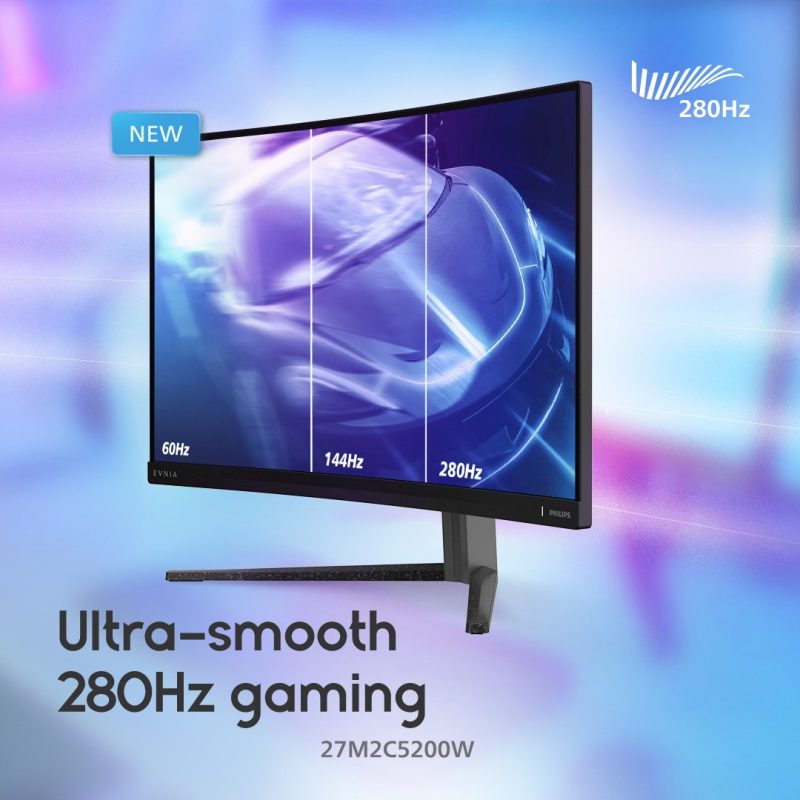 Philips 27" 27M2C5200W Evnia 5000 Fast VA FHD HDR10 Adaptive Sync 280Hz 0.3ms Compact ErgoBase Curved Gaming Monitor