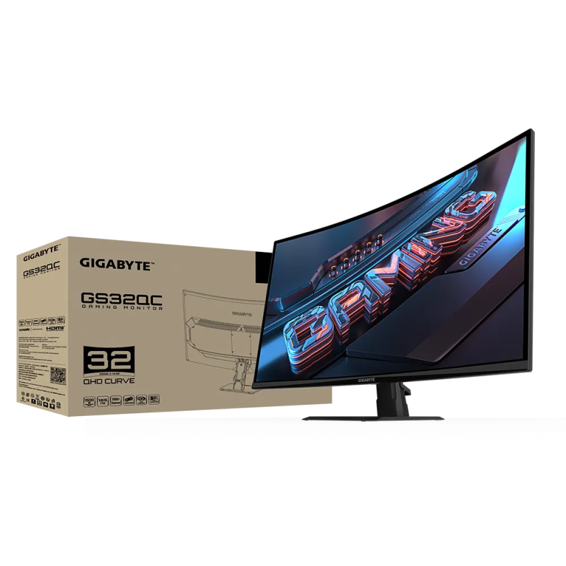 Gigabyte 31.5" GS32QC Superspeed VA QHD Freesync Premium Adaptive Sync 165Hz 1ms Curved Gaming Monitor