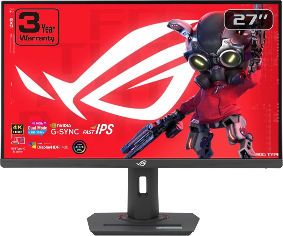 Asus 27" ROG Strix XG27UCG Fast IPS Dual Mode 4K 160Hz FHD 320Hz 1ms G-Sync HDR10 USB-C