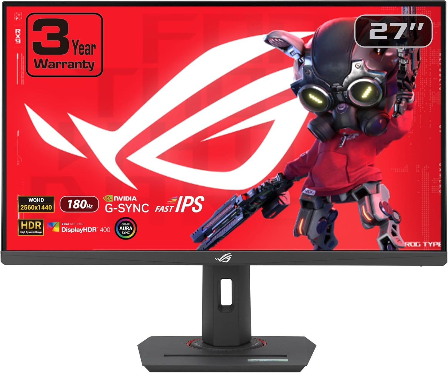 Asus 27" ROG Strix XG27ACG Fast IPS HDR400 2K G-Sync 180Hz 1ms Aura Sync USB-C Ergonomic Gaming Monitor
