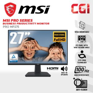 MSI 27'' Pro MP275 IPS FHD Adaptive Sync 100Hz 1ms EyesErgo Speaker Business Productivity Monitor