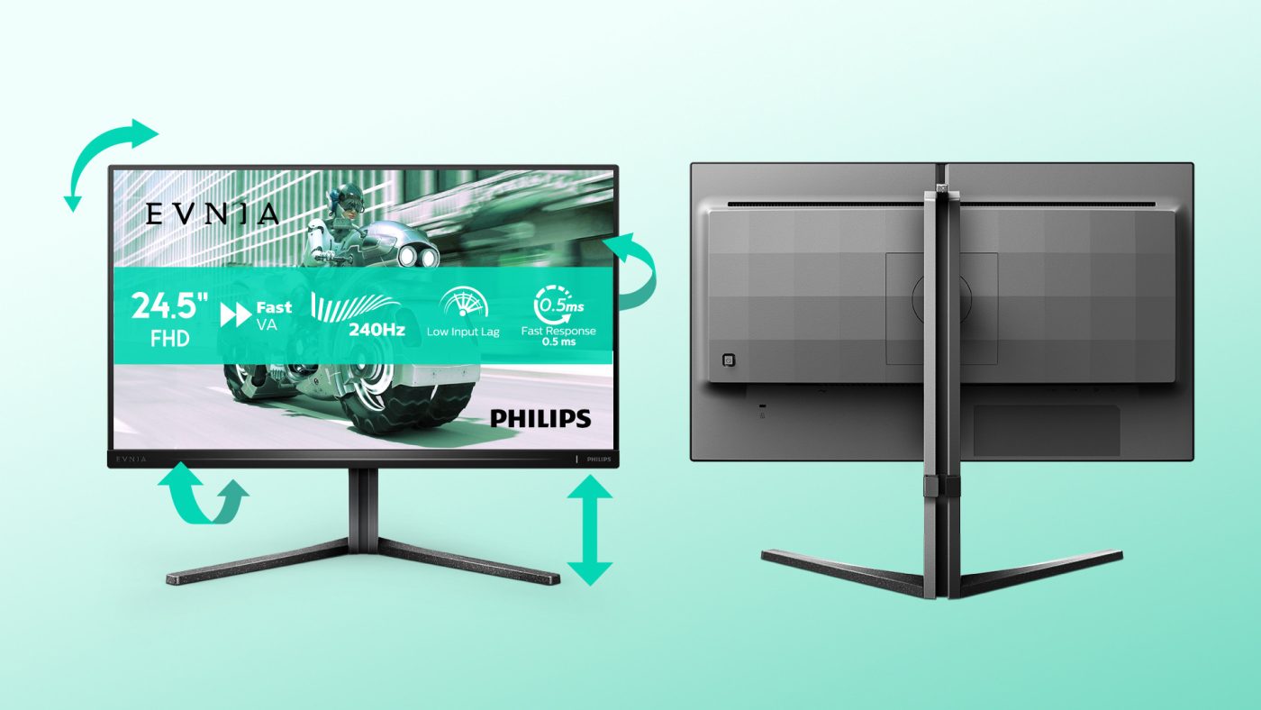 Philips 24.5" 25M2N3200 Evnia IPS FHD HDR10 Adaptive Sync 180Hz 1ms Compact Ergo Gaming Monitor