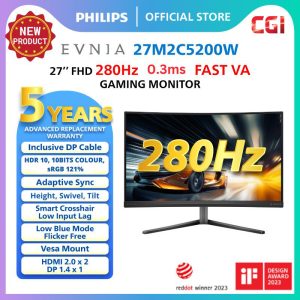 Philips 27" 27M2C5200W Evnia 5000 Fast VA FHD HDR10 Adaptive Sync 280Hz 0.3ms Compact ErgoBase Curved Gaming Monitor