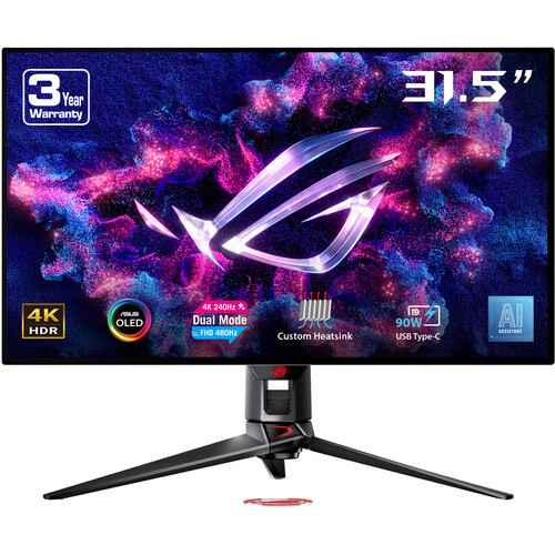 Asus 31.5" PG32UCDP ROG Swift WOLED 4K 240Hz / FHD 480Hz Display HDR400 Delta E<2 G-Sync  0.03ms Heatsink USB-C Gaming Monitor