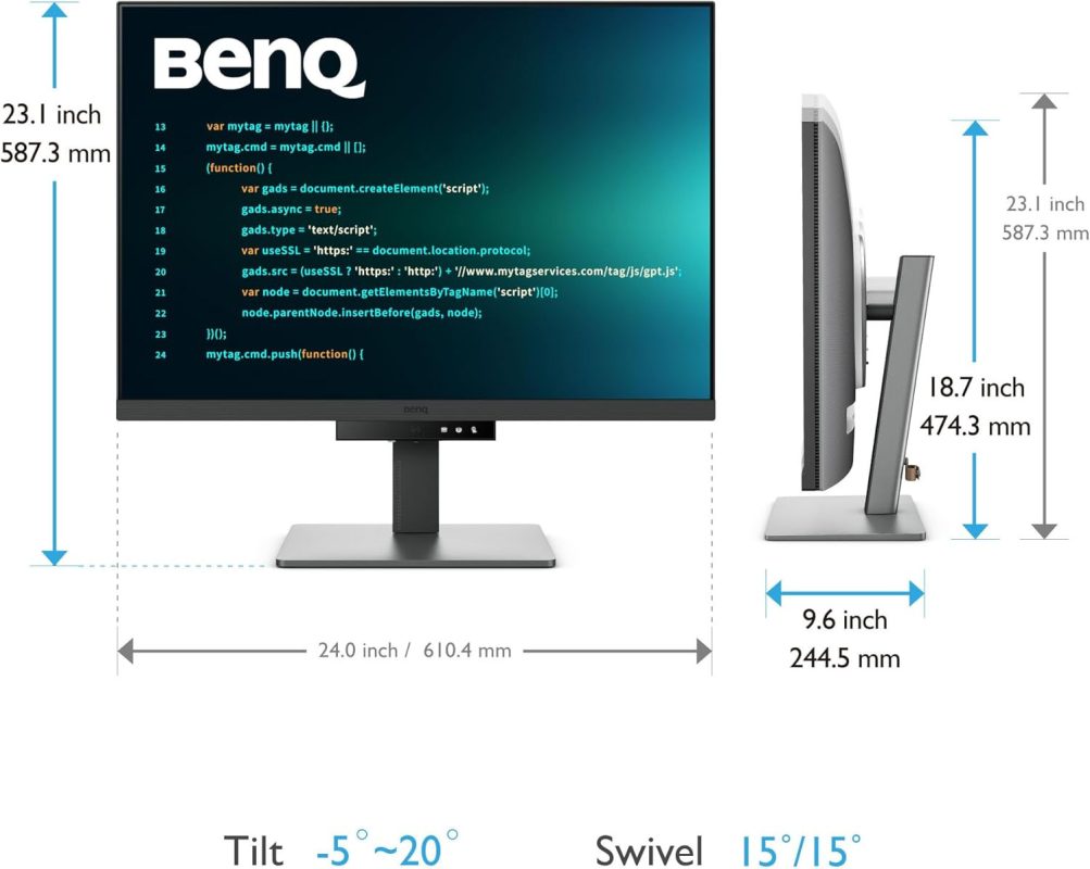 BenQ 28.2" RD280U IPS 4K+ HDR10 HDR400 60Hz 5ms Daisy Chain USB-C Backlight MoonHalo Build-IOn Speaker Ergonomic Programming Monitor
