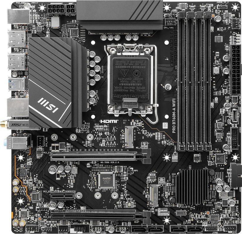 MSI Pro B760M-A-WIFI DDR5 Wi-Fi 6E LGA1700 PCIe 4.0 mATX Gaming Motherboard Bundle