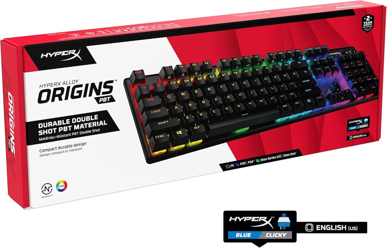 HyperX Alloy Origin PBT HX RED|BLUE|AQUA Mechanical RGB Gaming Keyboard - 639N3AA/639N4AA/639N5AA
