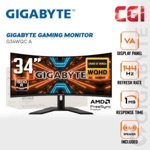 Gigabyte 34" G34WQC A VA QHD HDR400 Freesync Premium Adaptive Sync 180Hz 1ms c Built-In Speaker HAS Curved Gaming Monitor