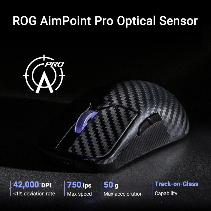 Asus ROG P718 Harpe Ace Extreme 8000Hz  SpeedNova Aimpoint Pro ROG Optical Carbon Fiber Wireless Gaming Mouse
