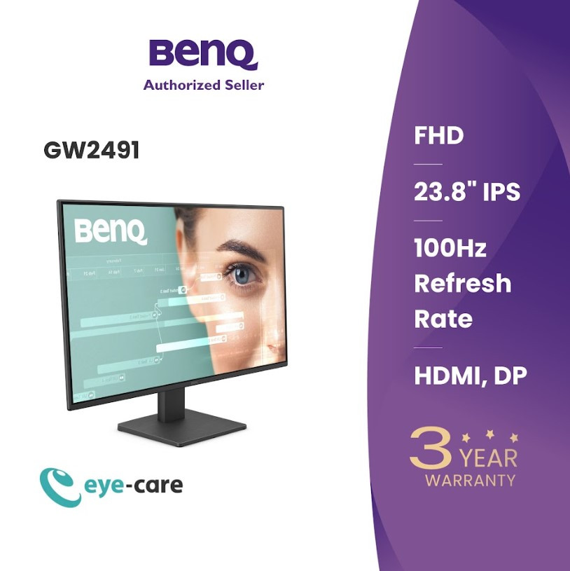 BenQ 23.8" GW2491 IPS FHD 100Hz 5ms Eyesafe Slim Bezel Monitor