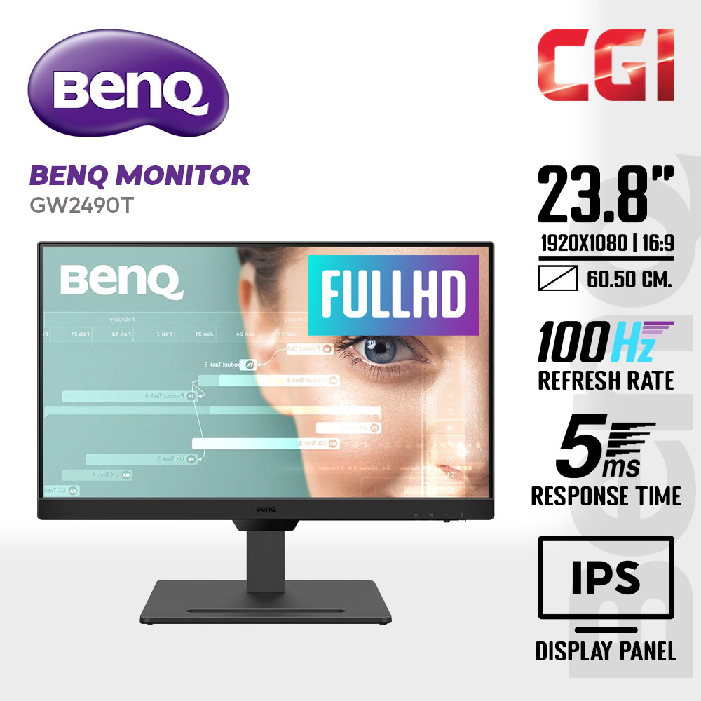 BenQ 23.8" GW2490T IPS FHD 100Hz 5ms VESA Certified MediaSync Eye Care Ergonomic Home Office Monitor