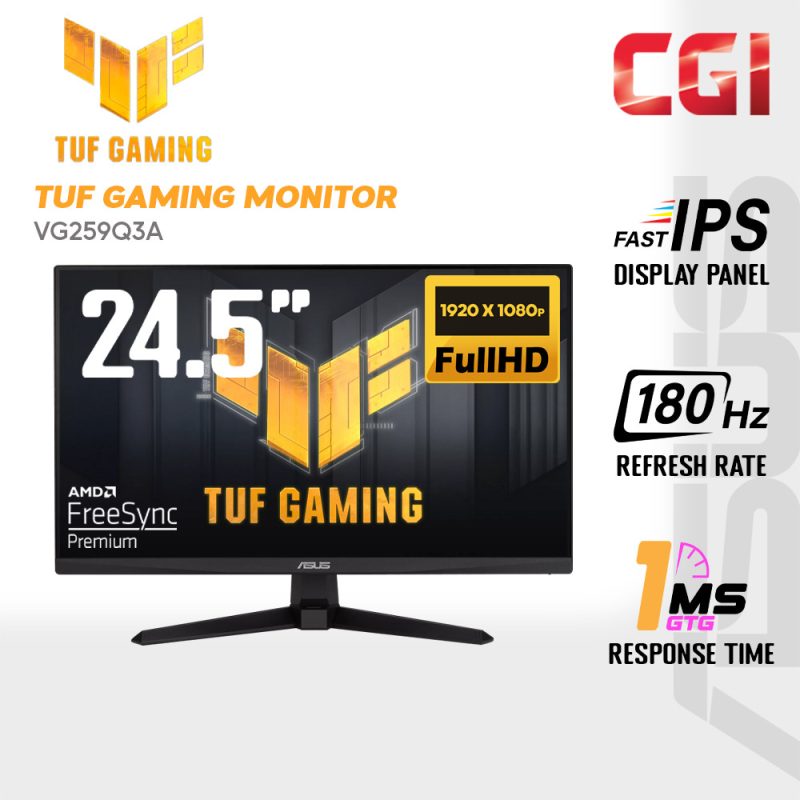 Asus 24.5" TUF Gaming VG259Q3A Fast IPS FHD Freesync Adaptive Sync 180Hz 1ms Built-In Speaker Gaming Monitor