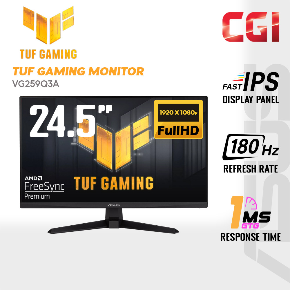 Asus 24.5" TUF Gaming VG259Q3A Fast IPS FHD Freesync Adaptive Sync 180Hz 1ms Built-In Speaker Gaming Monitor