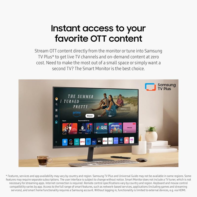 Samsung 27" LS27DM500EEXXS M5 M50D Tizen VA FHD HDR10 60Hz 4ms Build In Speaker Smart Monitor