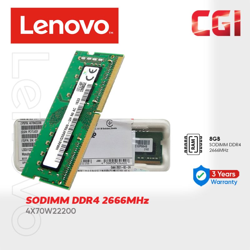 Lenovo 8GB DDR4 2666Mhz SoDimm Memory - 4X70W22200