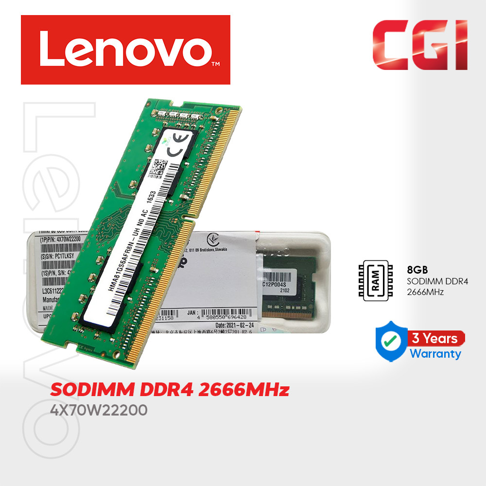 Lenovo 8GB DDR4 2666Mhz SoDimm Memory - 4X70W22200