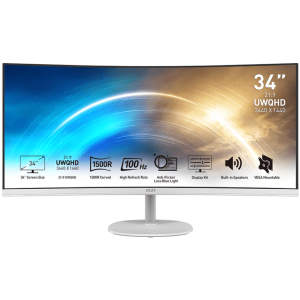 MSI 34" MP341CQW VA UWQHD Freesync 100Hz 1ms Built-In Speaker Curved Business Productivity Gaming Monitor